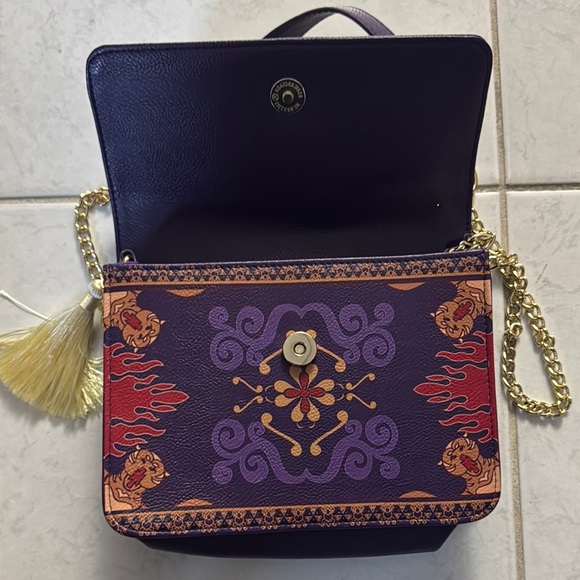 Loungefly Purple and Gold Crossbody Bag with Embellishments - Picture 3 of 3